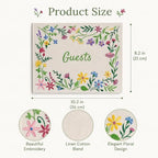 Embroidered Floral Guestbook for Wedding, Bridal Shower & Baby Shower, Linen Guest Sign-In Keepsake with Blank Ivory Pages, Lay-Flat Design & Ribbon Bookmark, 10.25” x 8.25” (Wildflower Garden) - Image 2