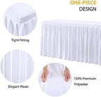 White Polyester Table Clothes for 4 Foot Rectangle Tables, Wrinkle Free Fitted Table Cover 4ft Stretch Tablecloths with Skirt for Parties Weddings Birthday Banquet Baby Shower - Image 2
