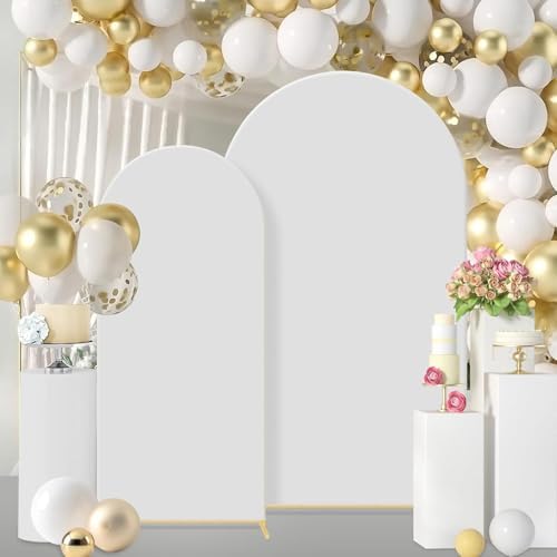 Gawicpy Wedding Arch Backdrop Stand Set Metal Arch Backdrop Stand with Wedding Arch Cover, Wedding Balloon Arch Backdrop Stand for Birthday, Baby Shower, Anniversary (Beige, 5.9FT+7.2FT) - Image 4