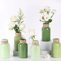 Vintage Glass Flower Vase Set of 6, Farmhouse Mason Jars for Centerpieces – 3 Green Shades (Light/Sage/Olive) for Wedding, Party, Table Decor & Home Decor Bulk by TripodBird