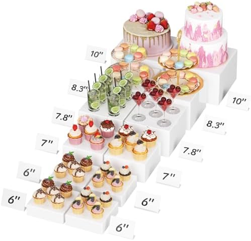 Lifewit Buffet Risers, 6 Pcs Plastic Dessert Table Display Set, Black by Lifewit