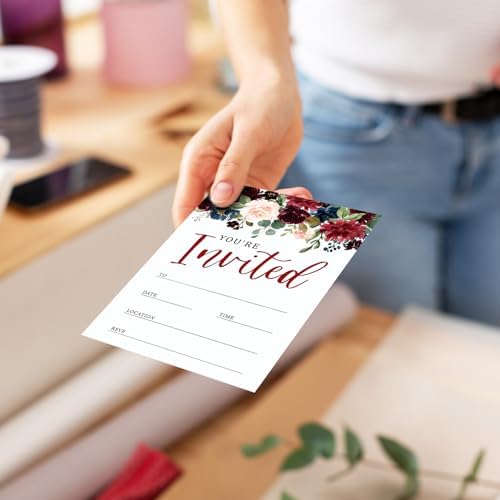 Whaline 25 Sets Flower Invitations with Envelopes Stickers Watercolor Floral Leaves Invitation Cards Blank Invites for Wedding Bridal Baby Shower Birthday Dinner Party, 5 x 7 Inch (Pack of 4) - Image 6