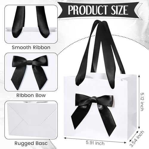 Kolldenn 50 Pcs Small Gift Favor Bags White Black - Image 2