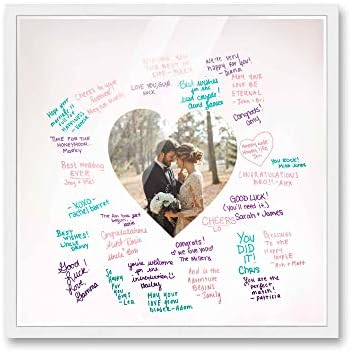 Poster Palooza 20x20 White Autograph & Signature Picture Frame With White Heart Opening Photo Mat for 6x6 Pictures - With Pens, UV Acrylic & Foamboard Backing by PosterPalooza