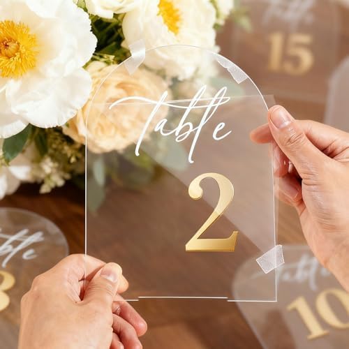 1-30Arch Acrylic Wedding Table Numbers With Stands 5x8 Inch Table Signs - Image 3