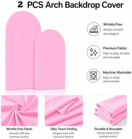 6,7.2FT Arch Backdrop Stand and Cover Set (Pink) - Image 4