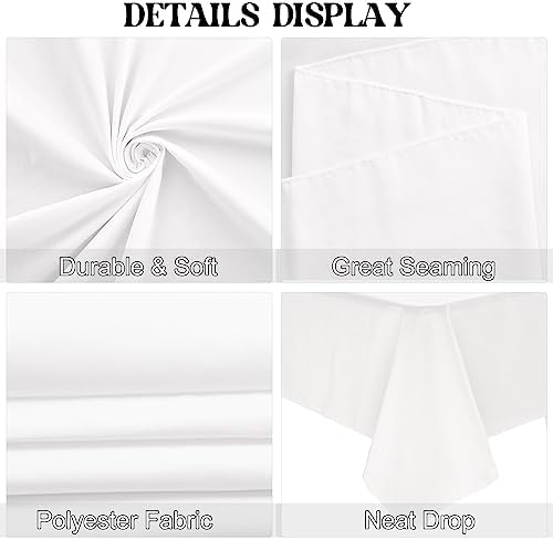 4 Pack Square Table Cloth 85x85 Inch White Tablecloth Machine Washable Fabric Polyester Table Cover for Dining, Buffet Parties, Picnic, Events, Weddings and Restaurants（White） - Image 4
