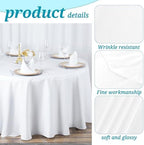 YMHPRIDE 6 Pack Round Tablecloth White Table Cloths 132 Inch Polyester Round Table Cloth,White TableClothes Round 132 inch Washable Fabric Table Covers for Wedding,Party,Dining,Banquet - Image 3