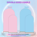 Arch Backdrop Cover Set of 2 (6FT/7.2FT) Double Color Wedding Gender Reveal Arch Cover Decorations Spandex Fitted Chiara Arch Backdrop Covers for Baby Shower Party Birthday Banquet (Pink+Blue) - Image 3