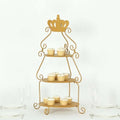 Efavormart 32" Tall 3-Tier Gold Metal Cake Stand Royal Crown Top Cupcake Holder, Grand Wedding Centerpiece & Party Hosting Display by efavormart