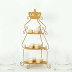 Efavormart 32" Tall 3-Tier Gold Metal Cake Stand Royal Crown Top Cupcake Holder, Grand Wedding Centerpiece & Party Hosting Display by efavormart