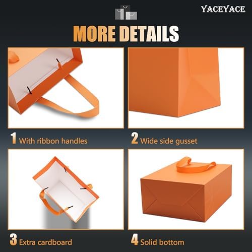 YACEYACE Orange Gift Bags 20Pack, Orange Gift Bags with Tissue Paper - Image 4