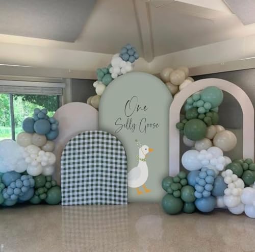 One Silly Goose Arch Backdrop Cover 5FT Green Round Top Arch Stand Cover for Baby Shower 1st Birthday Party Decorations - Image 6