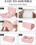 COTOPHER 30Pcs Cookie Boxes with Ribbons, 9x6x3 Inch Pink Bakery Boxes - Image 6