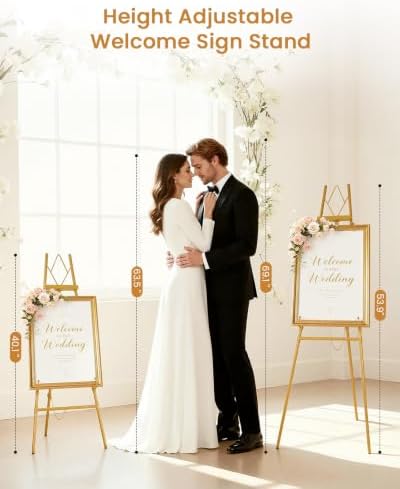 53.9" Gold Easel Stand for Sign, Display Easel for Wedding Sign, Painting - Image 2