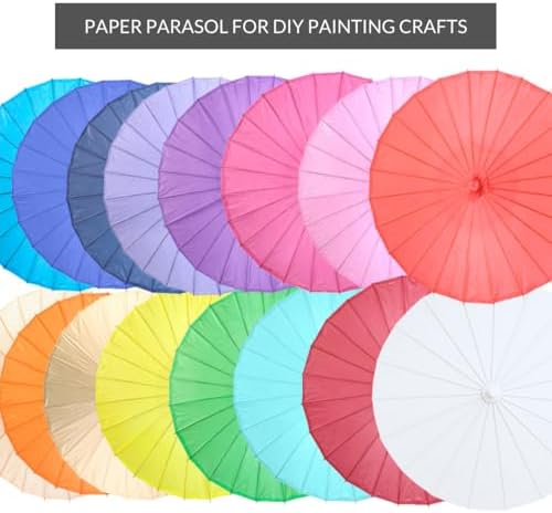Koyal Wholesale 4Pcs White Parasol Umbrella 32” White Paper Umbrella for Wedding Paper Parasol Umbrella for Sun Bridal Party Chinese Japanese Parasol DIY Craft Arts - Image 6