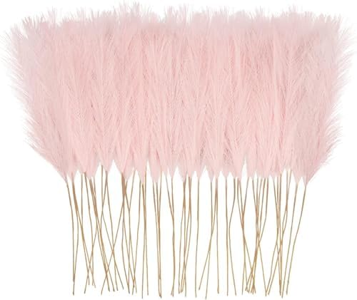 obbsie 150PCS Pink Faux Pampas Grass Decor, 21.6" Fluffy Vase Filler by ObbsieDirect