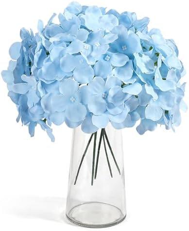 Auihiay 64pcs Blue Hydrangea Artificial Flowers, Artificial Hydrangea Flowers with Stems, Faux Hydrangea Flowers for Wedding Centerpieces, Baby Shower, Birthday Party Decoration - Image 2