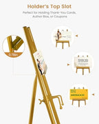 53.9" Gold Easel Stand for Sign, Display Easel for Wedding Sign, Painting - Image 6