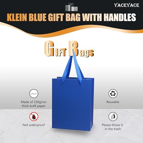 YACEYACE Blue Gift Bags 20Pack, Blue Gift Bags with Tissue Paper - Image 5