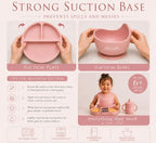 Ullabelle 7 piece baby feeding feeding set with suction toddler plate, silicone suction bowl with lid, and 2 spoons - Image 4