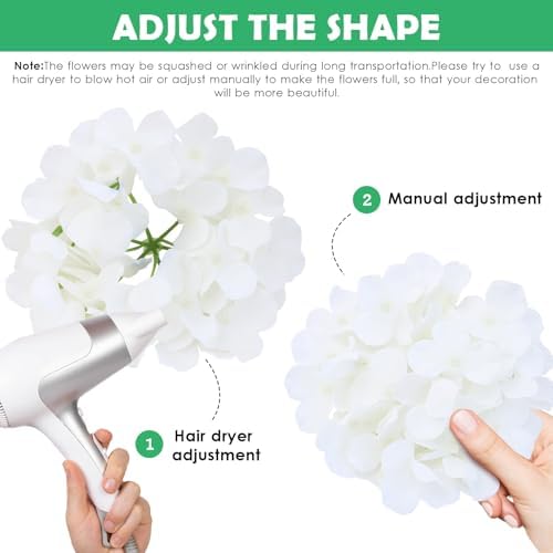 AVIVIHO 65pcs White Flowers Hydrangea Artificial Flowers Bulk Ivory White Fake Flowers Faux Hydrangea Silk Flowers with Stems Perfect for Weddings Centerpieces Wreath Home Garden Party Decoration - Image 5