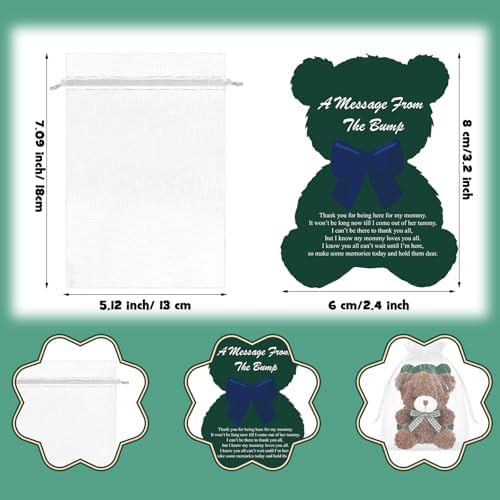 Shappy 90 Pcs / 30 Set Tartan Baby Shower Decorations Green Plaid Bear Party Favors for Guest Tartan Bear Keychain Green Thank You Card Baby Shower Return Gifts for Gender Reveal Party Supplies - Image 3