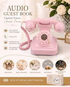 Audio Guest Book Phone for Weddings, 32GB Voice Recorder, Pink - Image 4