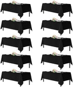 sancua Black Tablecloths for 6 Foot Rectangle Tables, 10 Pack 54x108 Inch by sancua