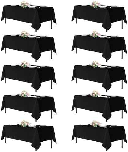 sancua Black Tablecloths for 6 Foot Rectangle Tables, 10 Pack 54x108 Inch by sancua