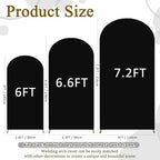 FOTSHARER Spandex Fitted Wedding Arch Cover Set of 3 Black Arch Covers Stretchy Backdrop 6FT 6.6FT 7.2FT Round Top Back drop Cover for Arches Stand Wedding Arch Cover Backdrop Fabric for Parties Decor - Image 3