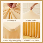 Besutolife Champagne Spandex Tablecloth 8ft Rectangle Table Skirt Stretch Table Cover for Banquets Parties Wedding Dining Table - Image 5