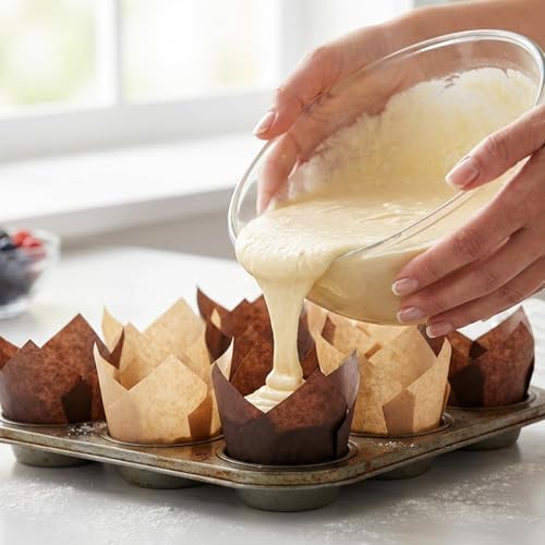 1000 Pcs Tulip Cupcake Liners Solid Tulip Cups Holders Wrappers Greaseproof Baking Cups Muffin Baking Cupcake Liners for Wedding Baby Showers Birthday Party(Classic Style) - Image 4