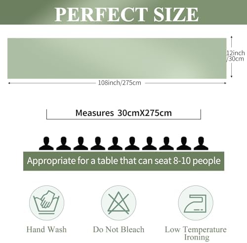 24 Pack Sage Green Satin Table Runners, 12 x 108 Inch Long Table Runners for Rectangle Round Tables,Smooth Satin Table Runner for Wedding,Birthday Party Banquets Graduation Engagements Decoration - Image 2