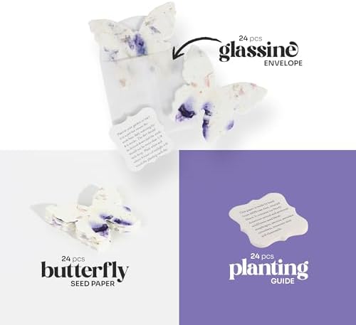 Wildflower Seed Paper - Set of 24 Purple Butterfly-Shaped with Envelope and Planting Instruction, Writable & Plantable Gift for Mom and Plant Lover, Ideal for Wedding, Memorial, Baby Shower - Image 2