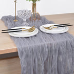 Gray Cheesecloth Table Runner Fall Wedding Birthday Party Home Decor 4 Pack - Image 4