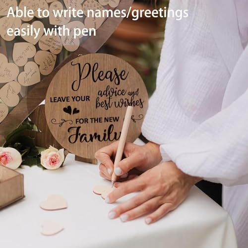 Wedding Guest Book Alternative Acrylic Rustic Wedding Decorations for Reception Wedding Guest Book with 80pc Heart Drop Box to Sign Wedding Anniversary Party (F-Heart) - Image 6