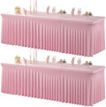 2pk Spandex Table Clothes for 8 Foot Rectangle Tables, Pink Stretch Table Cloth 8ft Fitted Tablecloths Desk Skirt for Parties Weddings Birthday Banquet Baby Shower by Htper
