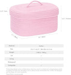 Sea Team Oval Storage Basket, Woven Cotton Rope Basket with Lid, Pink - Image 5