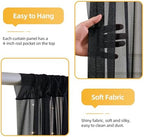 10x10ft Black Tulle Backdrop Curtains with Lights String for Parties, Wrinkle Free Shiny Sheer Curtain Wedding Photo Backdop Drapes for Baby Shower Birthday Party Photography Home Decorations - Image 2