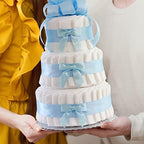 Classic Pastel Baby Shower Diaper Cake (3 Tier, Blue) - Image 3