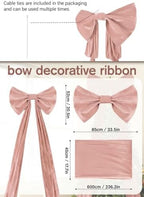 VZQI Extra Large Pink Velvet Bow with Decorative Ribbon - Image 3