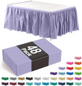 Exquisite Lavender Table Skirt 48 Pack - Disposable Plastic Table Skirts for Rectangle Tables 6ft 8ft & Round Tables - 29in x 14ft Self-Adhesive Strip - Birthday Wedding Gender Reveal Decor by Exquisite