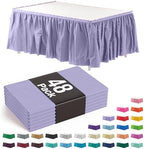 Exquisite Lavender Table Skirt 48 Pack - Disposable Plastic Table Skirts for Rectangle Tables 6ft 8ft & Round Tables - 29in x 14ft Self-Adhesive Strip - Birthday Wedding Gender Reveal Decor by Exquisite