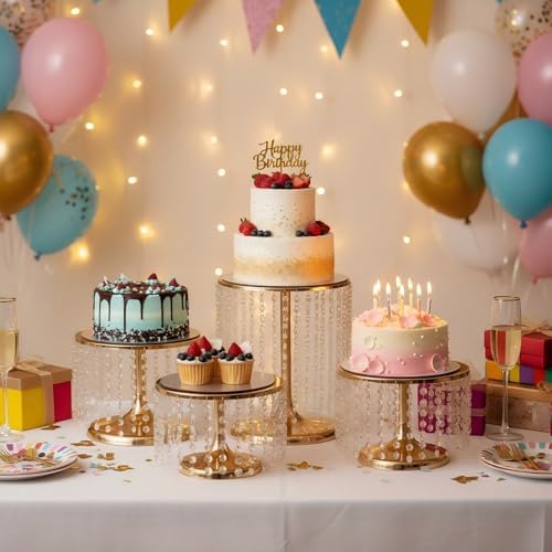 Gold Metal Cake Stand for Set of 3, 12in Round Wedding Cupcake Holder for Table, Dessert Cupcake Pedestal Display Plate for Party Wedding Anniversary Baby Shower - Image 2