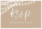 Andaz Press 56-Pack Personalized RSVP Postcards for Wedding Rustic String Lights Cardstock Response Reply Cards for Bridal Shower Baby Shower Birthday Event Custom Date and Return Address 4 x 6-Inch by AndazPress