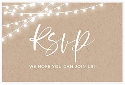 Andaz Press 56-Pack Personalized RSVP Postcards for Wedding Rustic String Lights Cardstock Response Reply Cards for Bridal Shower Baby Shower Birthday Event Custom Date and Return Address 4 x 6-Inch by AndazPress
