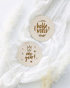 The Cotton & Canvas Co. Wooden Disc Birth Announcement, Milestone Marker Plaque, Nursery Decor, Newborn Month Marker Cards - Image 3