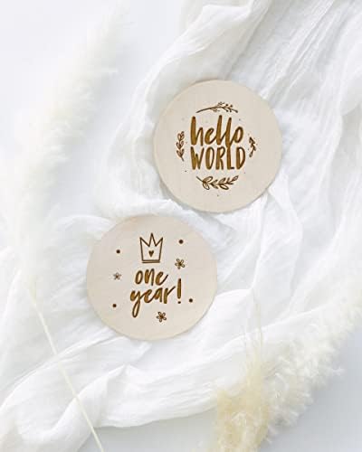 The Cotton & Canvas Co. Wooden Disc Birth Announcement, Milestone Marker Plaque, Nursery Decor, Newborn Month Marker Cards - Image 3
