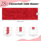 28 Pack Red Cheesecloth Table Runner 17x108 Inch Semi Sheer Boho Gauze Cheese Cloth Fabric Table Runners, for Wedding Party Baby Shower Birthday Home Decor Garden Farmhouse - Image 2